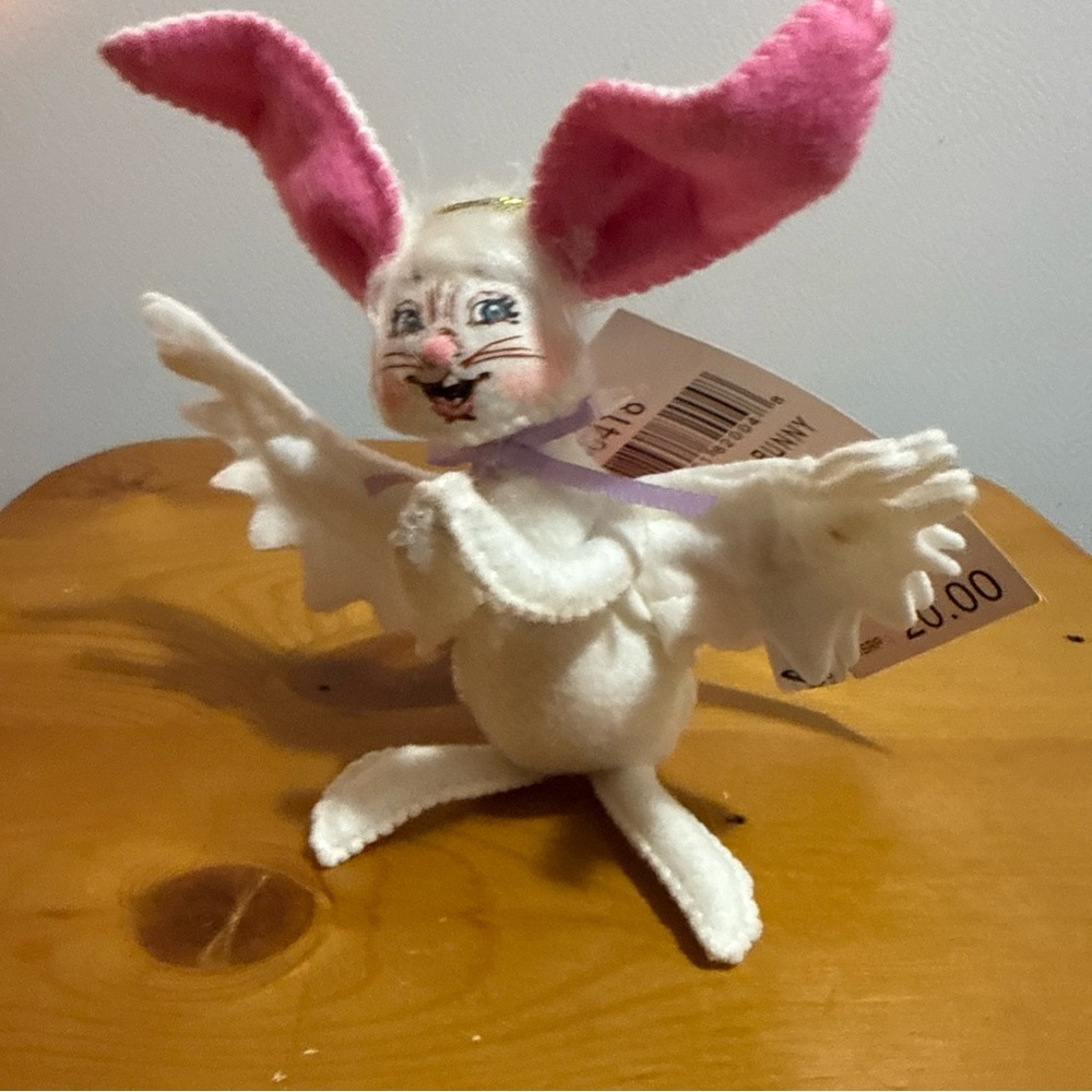 Annalee Collectable  White Bunny Ornament with Pink Ears